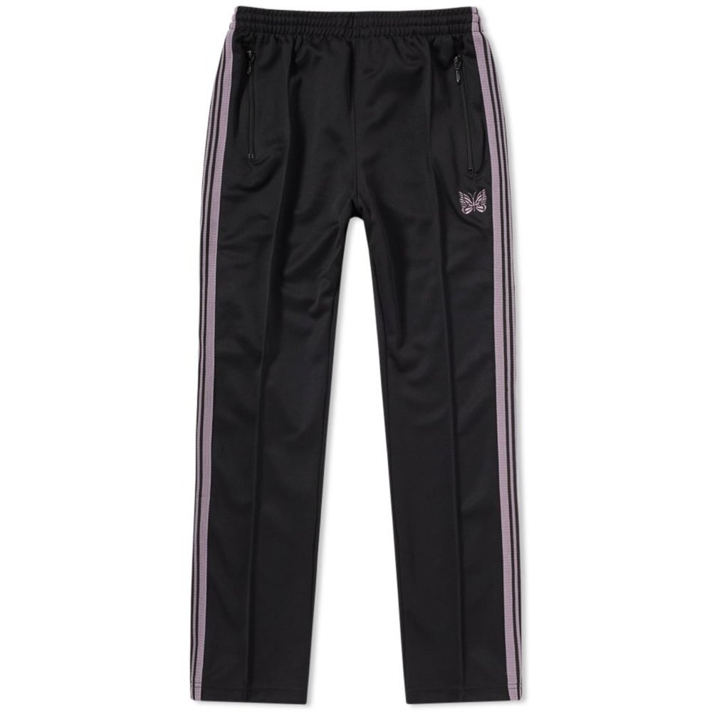 Black Track Pants with Pink Stripe